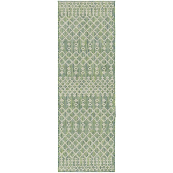 Nourison Positano 2' x 6' Blue Green Modern Indoor/Outdoor Area Rug