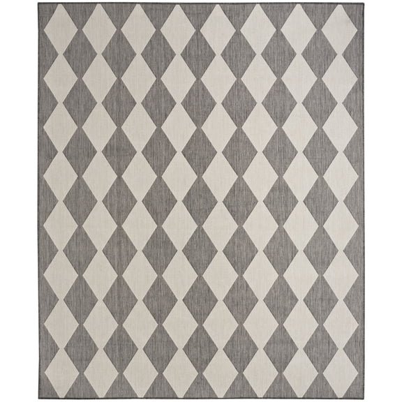 Nourison Positano 5' x 7' Charcoal Diamond Modern Flatweave Indoor/Outdoor Rug