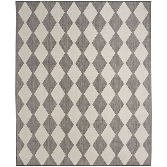 Nourison Positano 6' x Round Charcoal Modern Indoor/Outdoor Rug ...