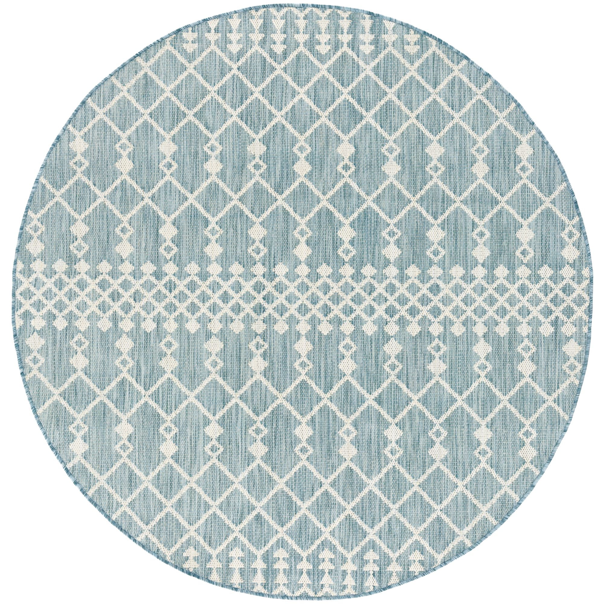 Nourison Positano 6' x Round Aqua Modern Indoor/Outdoor Area Rug