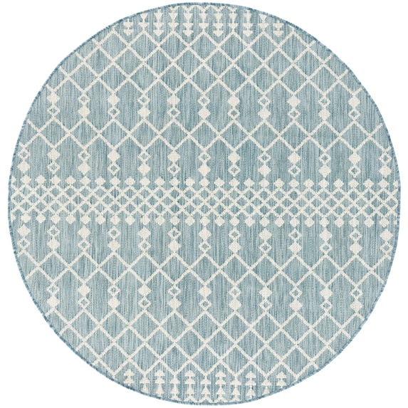 Nourison Positano 6' x Round Aqua Modern Indoor/Outdoor Area Rug