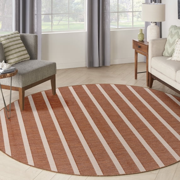 Nourison Positano 6' x Round Terracotta Ivory Modern Rug