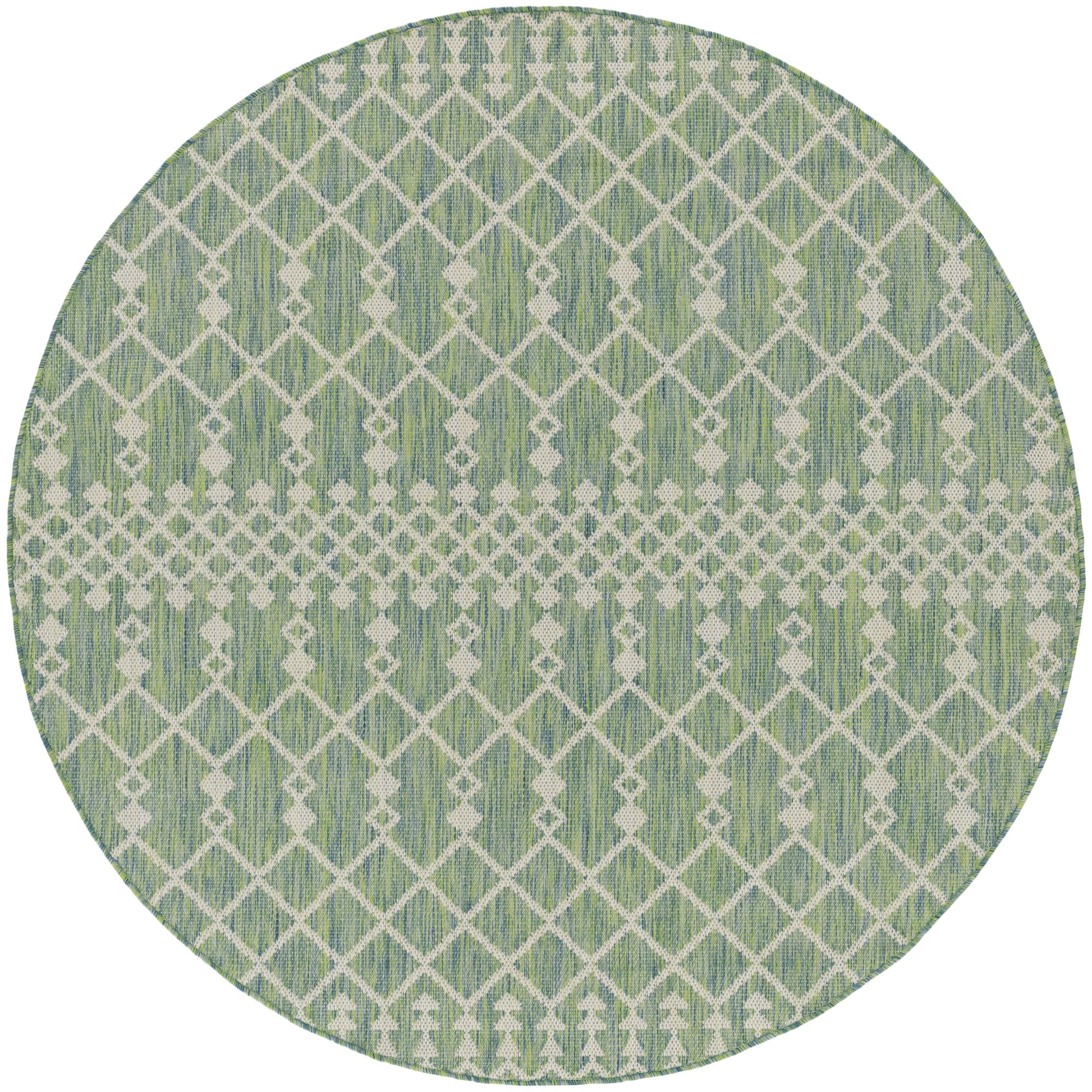 Nourison Positano 8' x Round Blue Green Modern Indoor/Outdoor Area Rug
