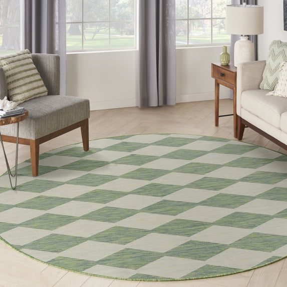 Nourison Positano 8' x Round Blue Green Modern Rug