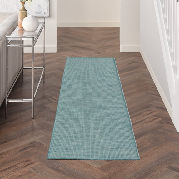 Nourison Positano Indoor/Outdoor Aqua 2'2" x 8' Area Rug, (2x8)