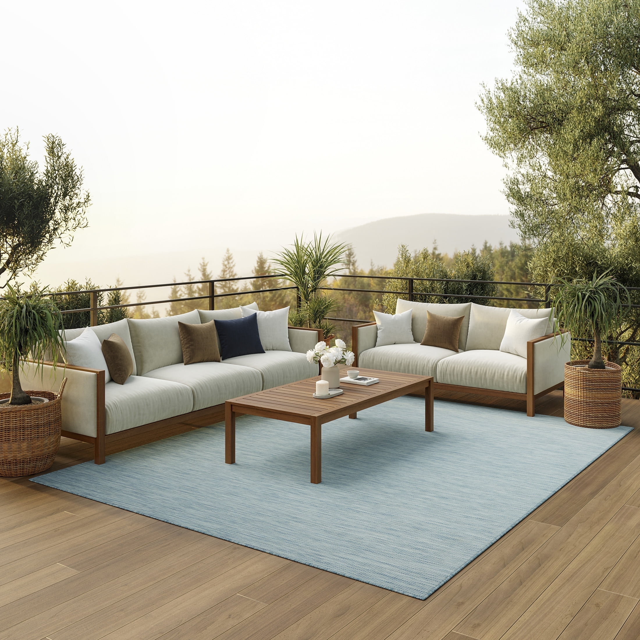 Nourison Positano Indoor/Outdoor Aqua 7' x 10' Area Rug, (7x10