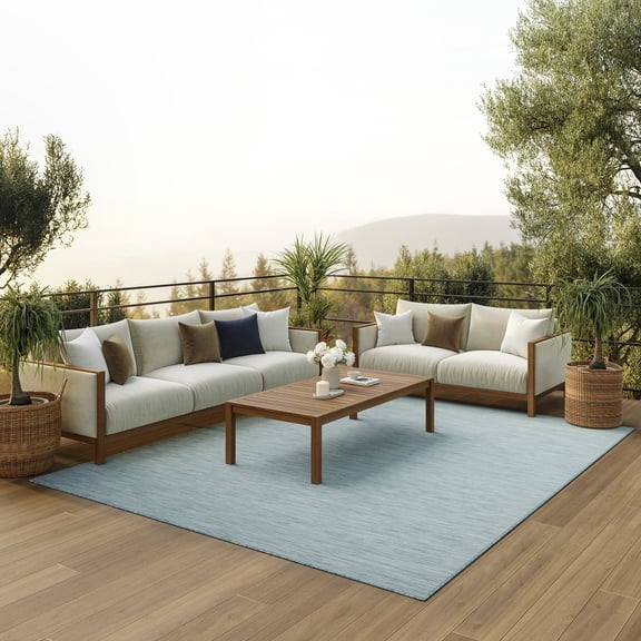 Nourison Positano Indoor/Outdoor Aqua 9' x 12' Area Rug, (9x12)