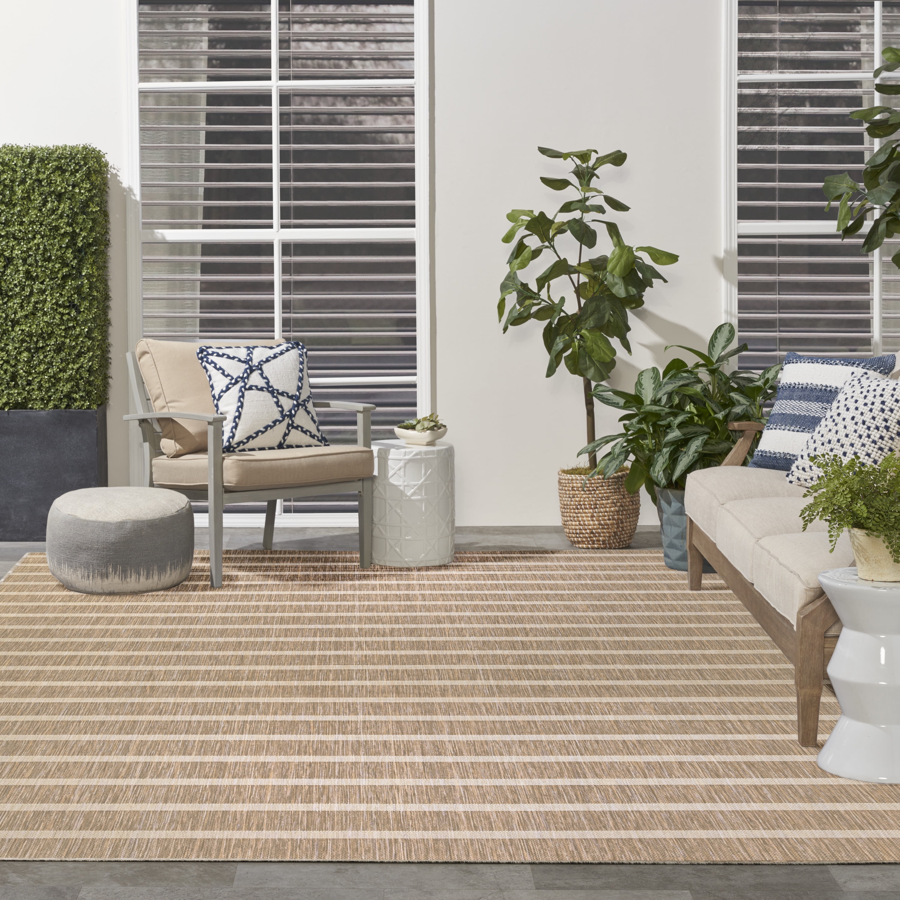 Nourison Positano Indoor/Outdoor Beige Ivory 9' x 12' Area Rug (9x12)