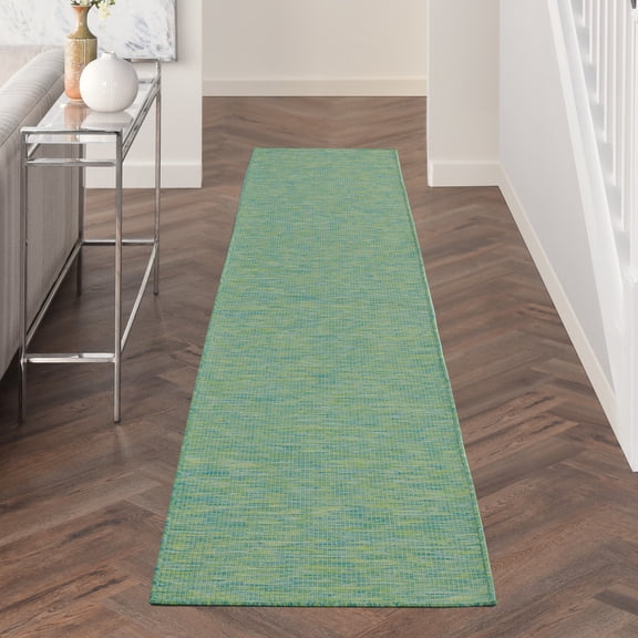 Nourison Positano Indoor/Outdoor Blue/Green 2'2" x 10' Area Rug, (2x10)