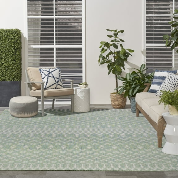 Nourison Positano Indoor/Outdoor Blue Green 9' x 12' Area Rug (9x12)