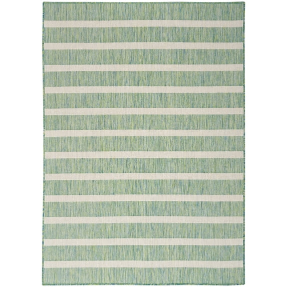 Nourison Positano Indoor/Outdoor Blue Green Ivory 6' x 9' Area Rug (6x9)