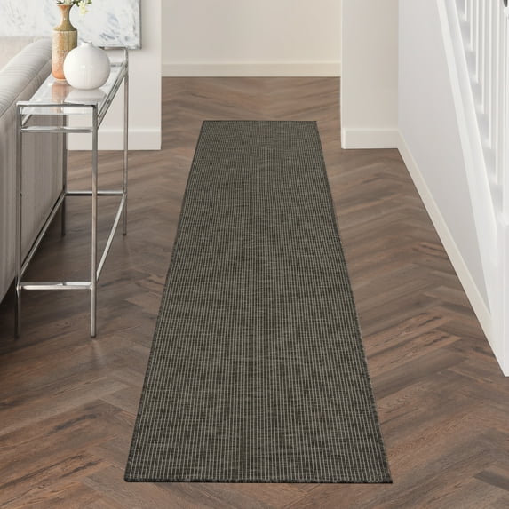 Nourison Positano Indoor/Outdoor Charcoal 2'2" x 10' Area Rug, (2x10)