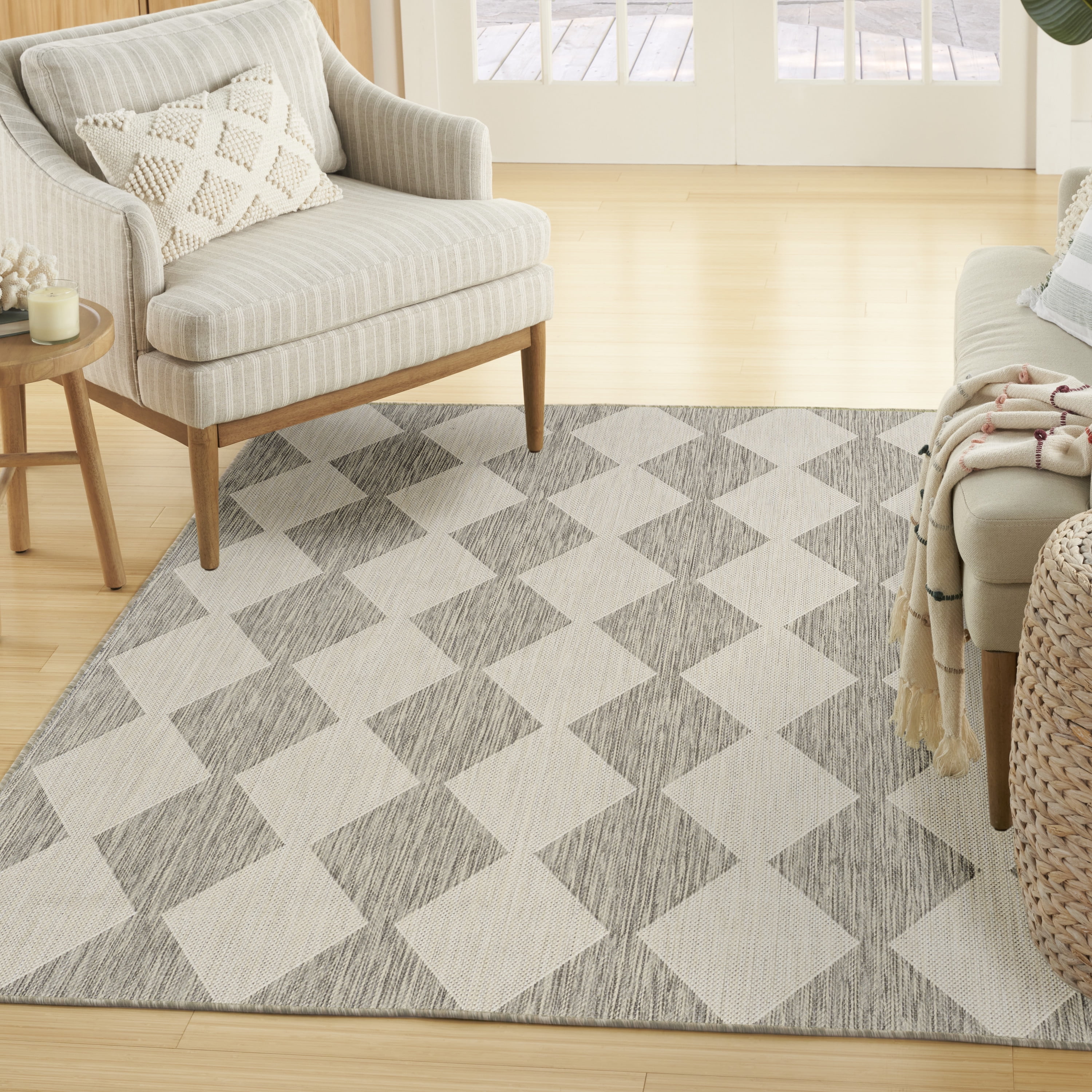 Nourison Positano Indoor/Outdoor 4' x 6' Light Grey Area Rug - Walmart.com