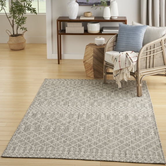 Nourison Positano Indoor/Outdoor Light Grey 6' x 9' Area Rug (6x9)