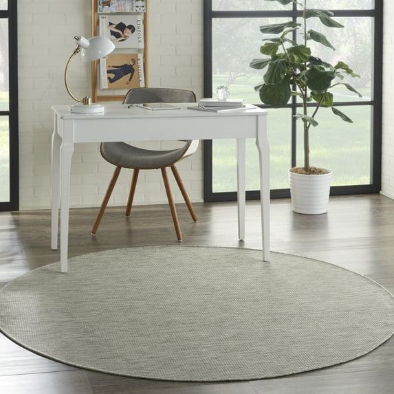Nourison Positano Indoor/Outdoor Light Grey 6' x ROUND Area Rug, (6 Round)