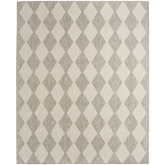 Nourison Positano 7' x 10' Light Grey Diamond Modern Flatweave Indoor/Outdoor Rug