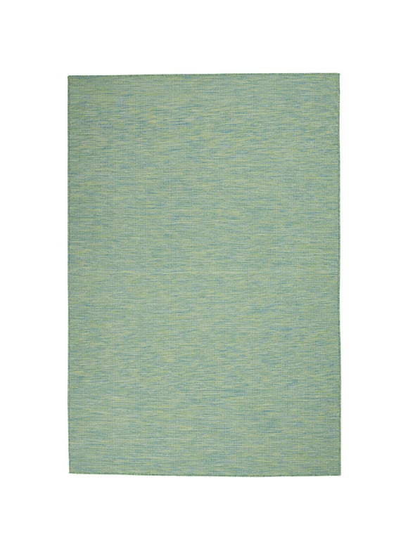 Nourison Positano Indoor/Outdoor Modern Solid Blue/Green 5' x 7' Area Rug, (5' x 7')