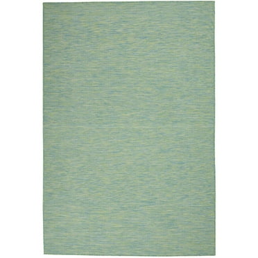 Nourison Positano Indoor/Outdoor Modern Solid Blue/Green 5' x 7' Area Rug, (5' x 7')