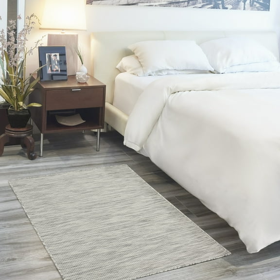 Nourison Positano Indoor/Outdoor Modern Solid Light Grey 3' x 5' Area Rug