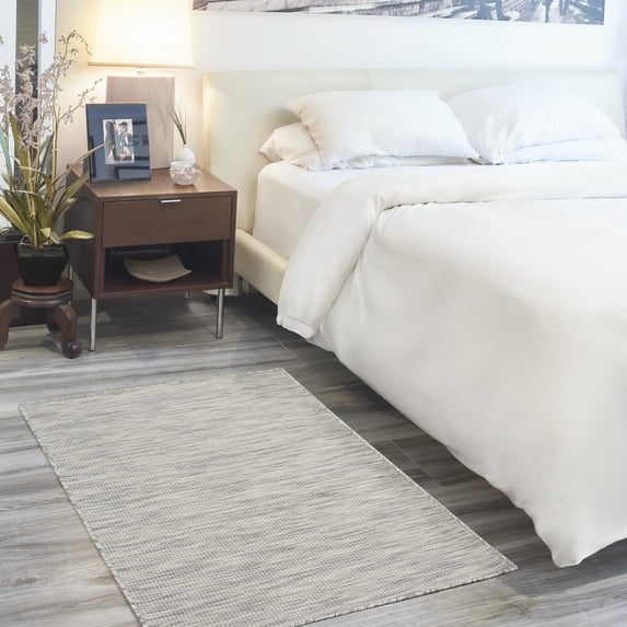 Nourison Positano Indoor/Outdoor Modern Solid Light Grey 3' x 5' Area Rug
