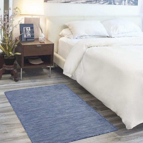 Nourison Positano Indoor/Outdoor Modern Solid Navy Blue 3' x 5' Area Rug