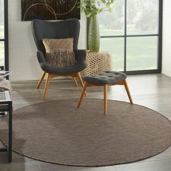 Nourison Positano Indoor/Outdoor Natural 6' x ROUND Area Rug, (6 Round)