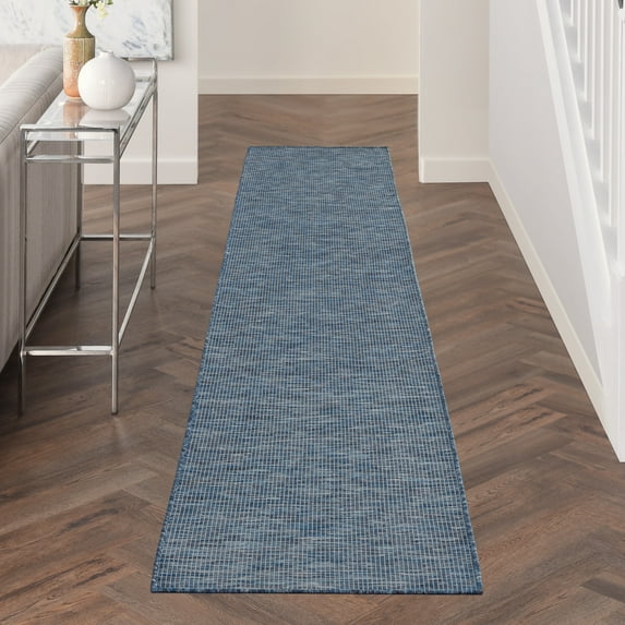 Nourison Positano Indoor/Outdoor Navy Blue 2'2" x 12' Area Rug, (2x12)