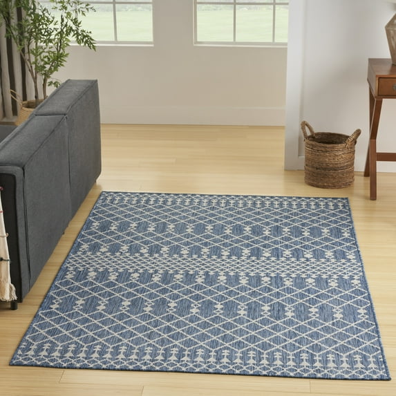 Nourison Positano Indoor/Outdoor Navy Blue 4' x 6' Area Rug (4x6)