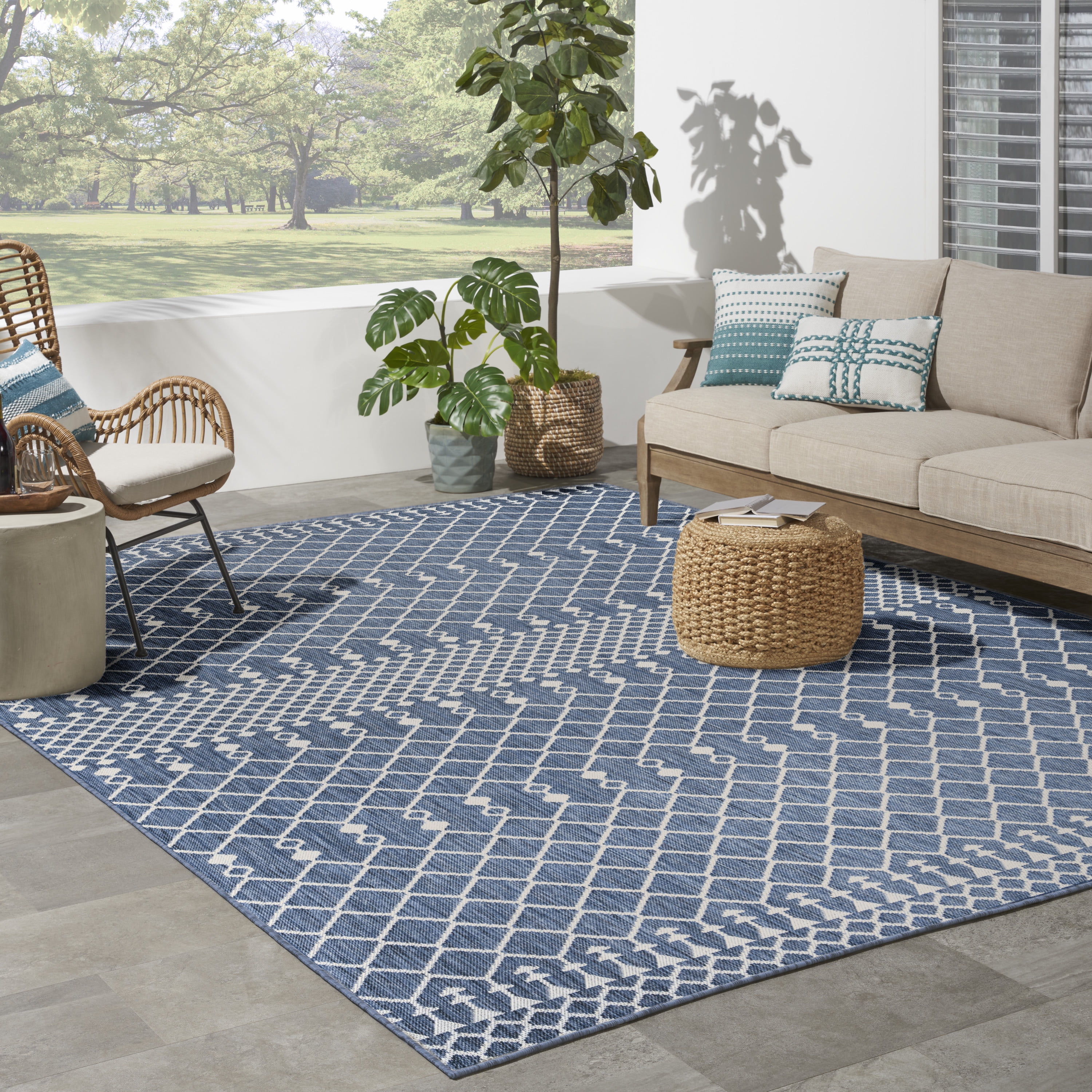 Nourison Positano Indoor/Outdoor Navy Blue 8' x 10' Area Rug (8x10 ...