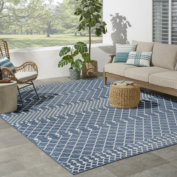Nourison Positano Indoor/Outdoor Navy Blue 8' x 10' Area Rug (8x10)