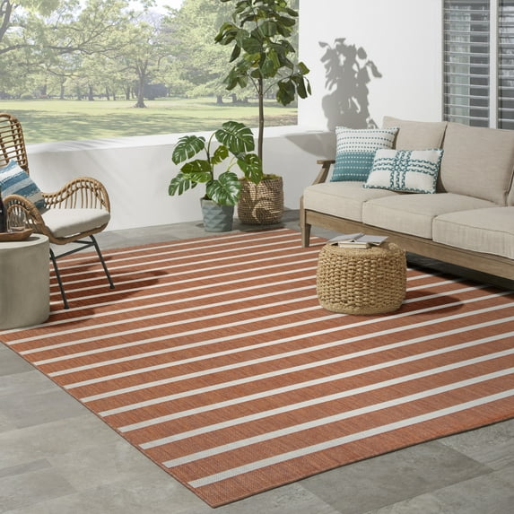Nourison Positano Indoor/Outdoor Rainbow Ivory 8' x 10' Area Rug (8x10)