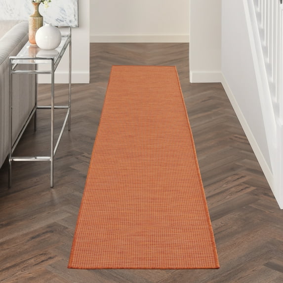 Nourison Positano Indoor/Outdoor Terracotta 2'2" x 12' Area Rug, (2x12)