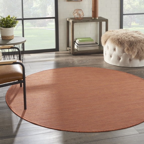 Nourison Positano Indoor/Outdoor Terracotta 6' x ROUND Area Rug, (6 Round)