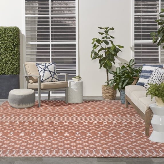 Nourison Positano Indoor/Outdoor Terracotta 9' x 12' Area Rug (9x12)