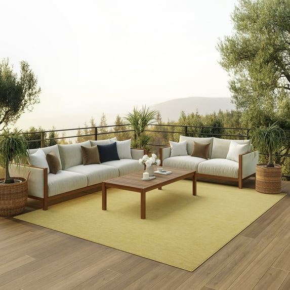 Nourison Positano Indoor/Outdoor Yellow 6' x 9' Area Rug, (6x9)