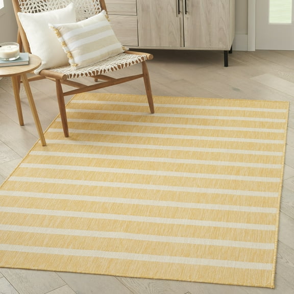 Nourison Positano Indoor/Outdoor Yellow Ivory 4' x 6' Area Rug (4x6)