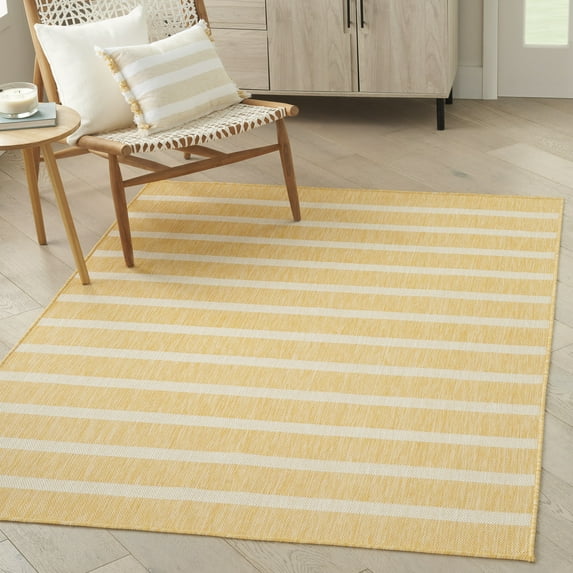Nourison Positano Indoor/Outdoor Yellow Ivory 7' x 10' Area Rug (7x10)