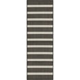 thumbnail image 1 of Nourison Positano Modern Stripes Flatweave Outdoor Rug Black Ivory 2' x 6', 1 of 11