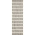 thumbnail image 1 of Nourison Positano Modern Stripes Flatweave Outdoor Rug Grey Ivory 2' x 6', 1 of 11