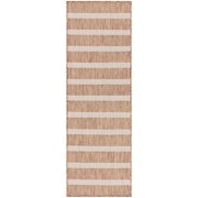Nourison Positano Modern Stripes Flatweave Outdoor Rug Jute Ivory 2' x 6'