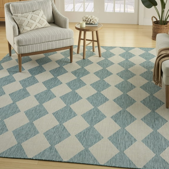 Nourison Positano Outdoor Aqua 9' x 12' Area Rug (9x12)