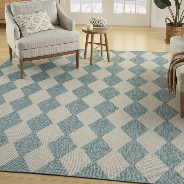 Nourison Positano Outdoor Aqua 9' x 12' Area Rug (9x12)