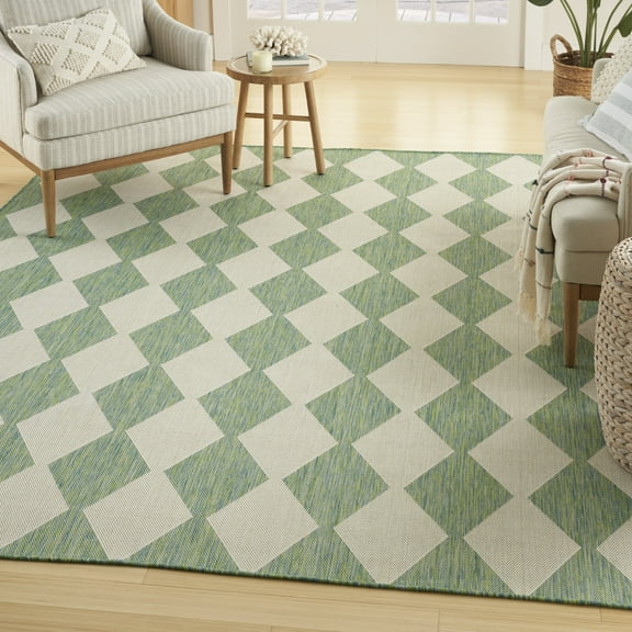 Nourison Positano Outdoor Blue Green 9' x 12' Area Rug (9x12)