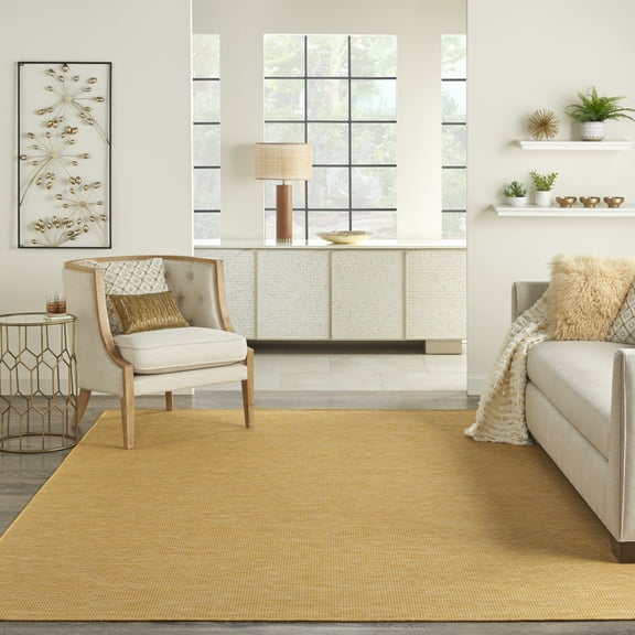 Nourison Positano Solid Contemporary Yellow Area Rug