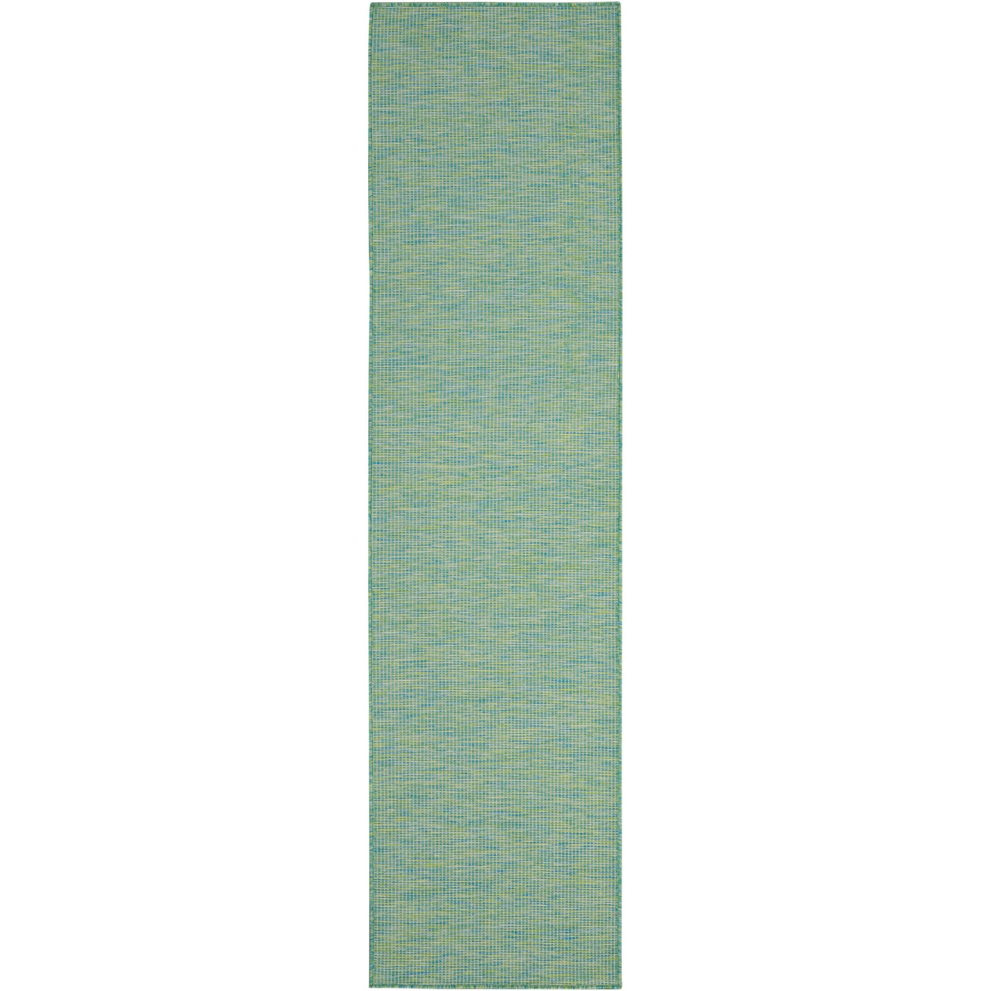 Nourison Positano Solid Indoor Outdoor Rug Blue Green 2' x 6'