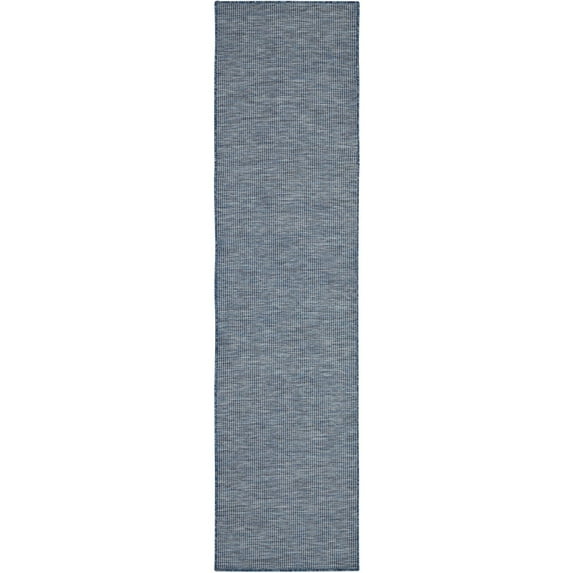 Nourison Positano Solid Indoor Outdoor Rug Navy Blue 2' x 6'