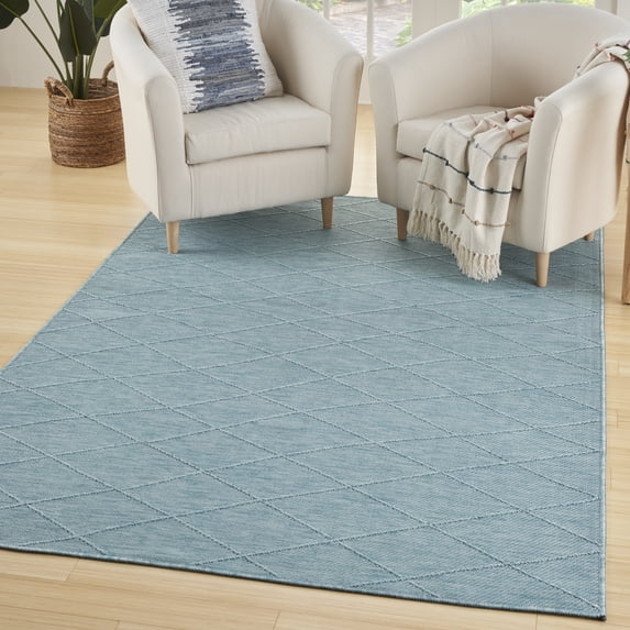Nourison Practical Solutions Indoor/Outdoor Aqua 4' x 6' Area Rug (4x6)