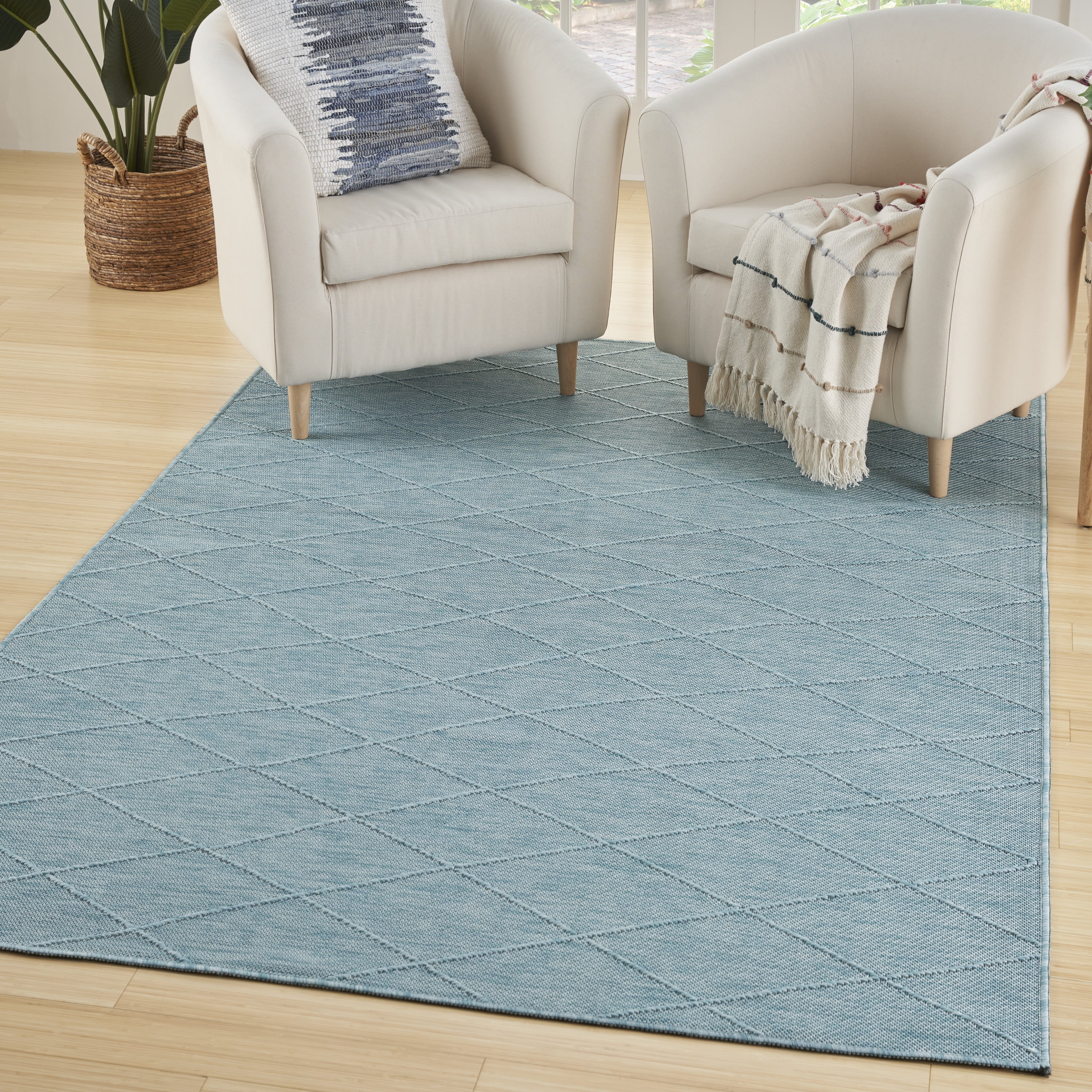Nourison Practical Solutions Indoor/Outdoor Aqua 7' x 10' Area Rug ...
