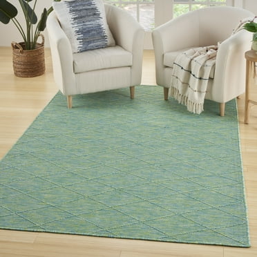 Nourison Practical Solutions Indoor/Outdoor Blue Green 5' x 7' Area Rug (5x7)