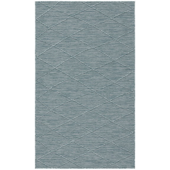 Nourison Practical Solutions 3' x 5' Aqua Modern Flatweave Indoor/Outdoor Rug